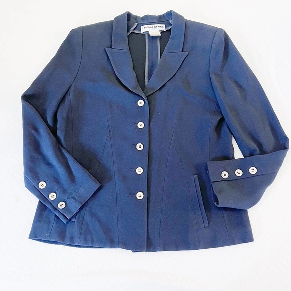 Sonia Rykiel Paris Navy Blue Button Down Blazer SZ40 - Picture 8 of 8